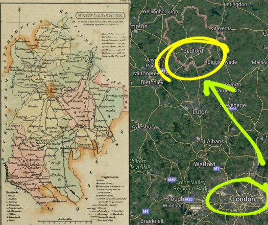 map of bedfordshire